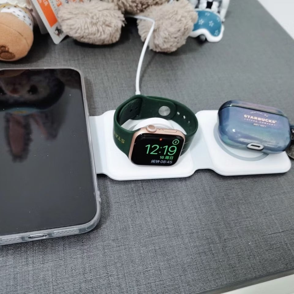 15W 3 in 1 Magnetic Wireless Charger Phone Induction Fast Charging Stand for Phone