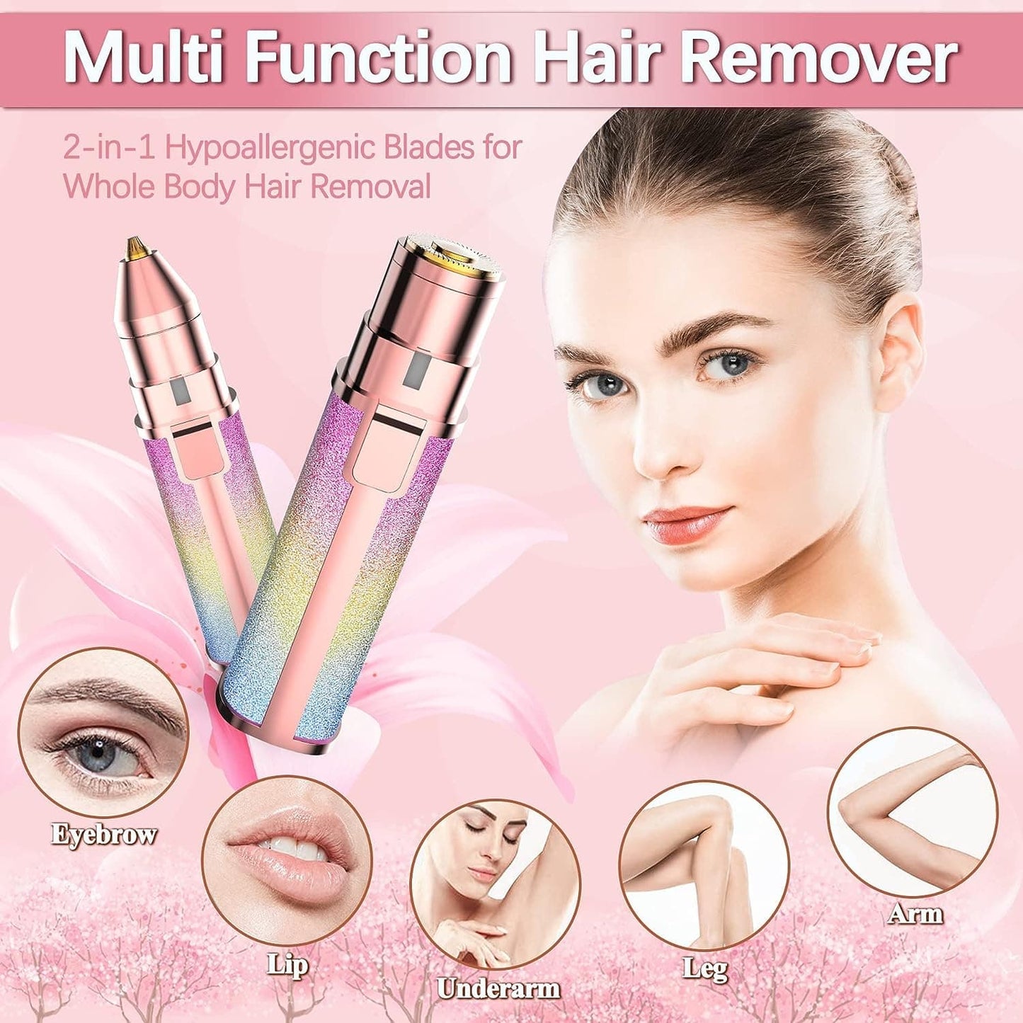2 in 1 Electric Eyebrow Trimmer & Shaver Model 203A – Rechargeable, Painless Hair Removal for Women