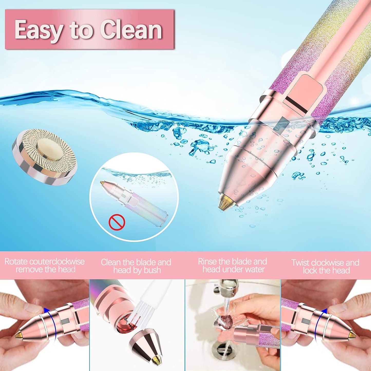 2 in 1 Electric Eyebrow Trimmer & Shaver Model 203A – Rechargeable, Painless Hair Removal for Women