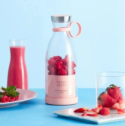 Portable 6 Blades Mini Bottle Juicer | USB Rechargeable Smoothie Blender | Powerful Personal Fruit Mixer For Travel, Gym & Home Use (Random Color)